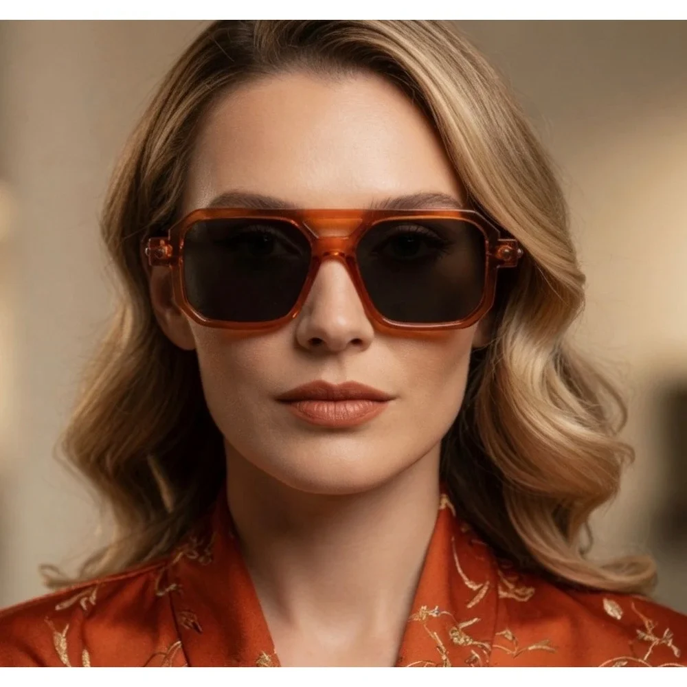 Retro Rectangle Flat Top Women Sunglasses -Chunky Square Tinted Sun Glasses 2026
